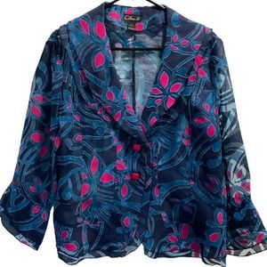 Beautiful Blue & Pink Blazer - Large